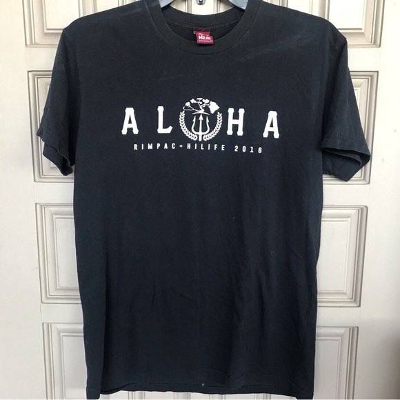 Aloha RimPac Tee Black Crew White Logo SzM - Picture 1 of 7